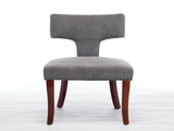 Mid Century Modern Dining Chairs Set of 2, Farmhouse Linen Fabric Upholstered Accent Chair Curved W1143P186367