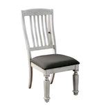 ZNTS Transitional 2pcs Side Chairs Antique White Solid wood Gray Fabric Dining Room Furniture Chair Bold B011P203543