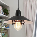 Farmhouse Vintage Pendant Light Black Fixture Pendant Lights with Spring Frame Adjustable Metal T3177P284004