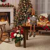 2PCS Set Christmas Gnome Decorations 10.2"x8.7"x24.5" Fabric Sitting Brown Gnomes with Maple Leaves 34798726