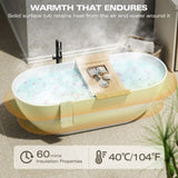 59" Freestanding Solid Surface Bathtub, Luxury Man-made Stone Resin Freestanding Soaking Bathtub W1573142950