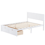 ZNTS Full Size Platform Bed with Under-bed Drawers, White 50131795