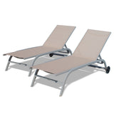 ZNTS Chaise Lounge Outdoor Set of 2, Lounge Chairs for Outside with Wheals, Outdoor Lounge Chairs with 5 W1859109848