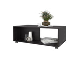Wengue Coffee Table with Open Storage and Caster Wheels B062P290219