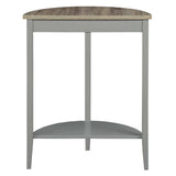 ZNTS Grey Oak and Grey Half Moon Console Table with Bottom Shelf B062P181397