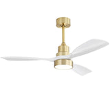 48 Inch Modern Ceiling Fan With Lights 3 Wood Fan Blade Noiseless Reversible Motor Remote Control W934P147068