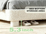 Twin Size Single Upholstered Platform Bed Frame with 46" Tufted Boucle Headboard, Wooden Slat 17376989
