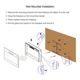 36 inch recessed ultra thin tempered glass front wall mounted electric fireplace with remote and W1769133637