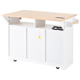 K&K 55.7'' Large Kitchen Island with 2 Drop Leaf,, Rolling Kitchen Cart on 5 Wheels with Power N707P186617W