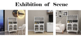Living room White wine cabinet with removable wine rack and wine glass rack, a glass door cabinet W28265029
