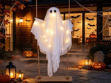 5FT Hanging Swing Ghost Halloween Decor, Warm White LED Lights 16.4FT Remote Control, Adjustable 72349301