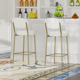 29'' Upholstered Bar Stools Velvet Counter Stool with Backrest & Footrest Set of 2 Round Dining W1757P227878