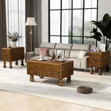 Solid Wood End Table, Rectangle 23.6 inch Narrow Side Table with Drawer, Vintage Bedside Table W1202P176736