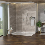 Dual Shower Head - 16 Inch Ceiling Mount Square Shower System with Rough-in Valve, Brushed Nickel W124357678