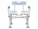 Light Blue Padded Bath Seat Height Adjustable Anti-slip Shower Chair with Arms and Back 49302723