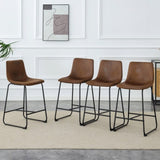 A set of 2 Retro Brown Suede Bar Chairs,Comfortable stools suitable for industrial and vintage style W3226P279063