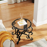 3 Piece Tempered Glass Surface Coffee Table Set, Decor Coffee Table Round End Side Table with Sturdy W2167P220517