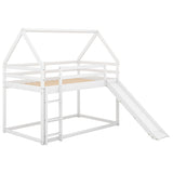 ZNTS Twin Size Bunk House Bed with Slide and Ladder,White 44811264