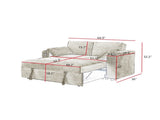 Beige Loveseat Sleeper Sofa with Storage Armrest ,USB Port W588P444893