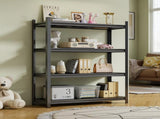 4-Tier Height-Adjustable Metal Storage Rack, Vertical Organizer, 63" H 45.27" W 17.7" D, Black, 59503642