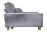 Gray Deep Seat Corduroy Armchair with Brushed Stainless Steel Cup Holder and Decorative Pillow, Cozy 56067805
