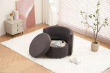 029-Teddy Fabric Swivel And Storage Chair With Back Cushion For Living Room,Dark Gray W527P166246