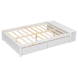 ZNTS Full Size Bed with Storage Case, 2 Storage drawers, Lengthwise Support Slat,White 13087519