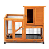Detachable Rabbit Hutch with Removable Tray and Rolling Casters, Orange W2181P190616