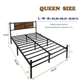 Queen Bed Frame with Victorian Vintage Headboard and Footboard/Under Bed Storage/No Box Spring W3286P308822