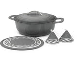 Stainless Steel Handle 7.5QT Round Enamel Pot Black-to-Grey Gradient 68652610