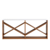 70.87 inch Farmhouse Console Table, X Shape Detachable ExtraLong Table with Storage for Entryway, W2317P233342