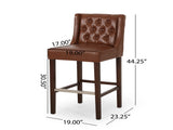 30.5 Inch Seat Height Bar Stool, Light Brown PU Upholstery with Back & Metal Footrest, Counter Stool N780P366612G