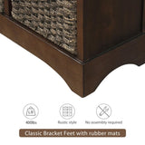 Rustic Storage Cabinet with Two Drawers and Four Classic Rattan Basket for Dining Room/Living Room 43293807