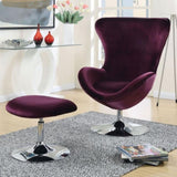 ZNTS Purple Flannelette Fabric Accent Chair w Ottoman Contemporary Modern Living Room Furniture Chic High B011P214555