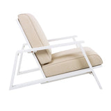 Patio Lounge Chair, Outdoor Club Chair with Beige Cushion and White Acacia Wood Frame N779P291591W