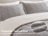 3 Pieces King/Cal King Cable Knit Chenille Comforter Set,Gray B035P381304