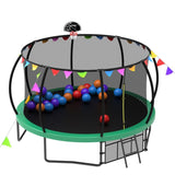 12FT Kids Trampoline with Safety Enclosure Net & Ladder and flag parts ,Outdoor W1163P234179