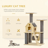 ZNTS Cat Tree for Indoor Cats with Pillow-Covered Perches, Spinning Toy, Modern Climbing Activity Cat 36677720