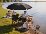 Portable Folding Picnic Chair Set with Umbrella, 2-Person Outdoor Camping Chairs Cup Holders, 65581763