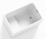 43" Acrylic Freestanding Bathtub with seat Spacious rectangle Shape, Gloss White Finish, Chrome W1675P225124