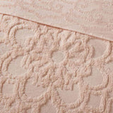 Tufted Cotton Chenille Medallion Fringe Coverlet Mini Set Blush King/Cal King B03597526