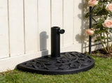 20 lbs Black Half Round Rose Pattern Outdoor Patio Umbrella Base umbrella Stand for Patio, Yard, 45600899