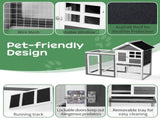 Wooden Rabbit Hutch Outdoor Chicken Coop Indoor Bunny Cage with Run, Guinea Pig House Pet House with 74880147