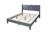 ZNTS Elegant Modern Gray Velvet Upholstered Queen Size Bed Clean Lines Design Headboard 1pc Bedframe B011P238925