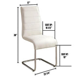 ZNTS Contemporary White Padded Leatherette 2pc Side Chairs Set of 2 Chairs Kitchen Dining Room Metal B01158418