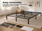 Metal Bed Frame 16 Inch Tall, Heavy Duty Sturdy Mattress Foundation, No Box Spring Needed, Easy to 06997612