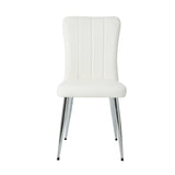 Modern white PU dining chair, cloth upholstered chair, electroplated metal chair legs, suitable for W210P224292