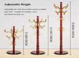 Freestanding Wooden Coat Rack, Vintage Natural Birch Wood Coat Tree with Hooks, Sturdy Hall Tree for 64310017