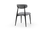 Modern Dining Chairs Set of 2, Curved Backrest Round Upholstered and Metal Frame, Grey W876110768