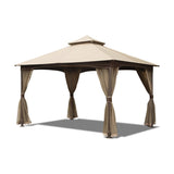 10'x13' Gazebo, Outdoor Gazebo with Mosquito Netting, Metal Frame Double Roof Soft Top Patio Gazebo W1859112528